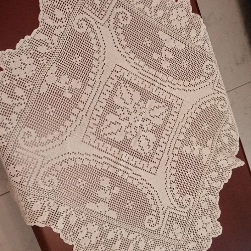 Handmade crochet table linens set of two, like new, white, 57 cm