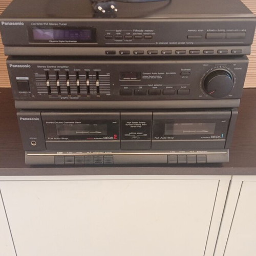 Panasonic vintage sound system used with dual cassette and radio