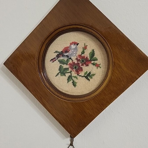 Handmade embroidered frames used, set of 3 with cross-stitch