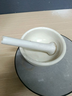 Large porcelain pharmacy mortar used, old USA