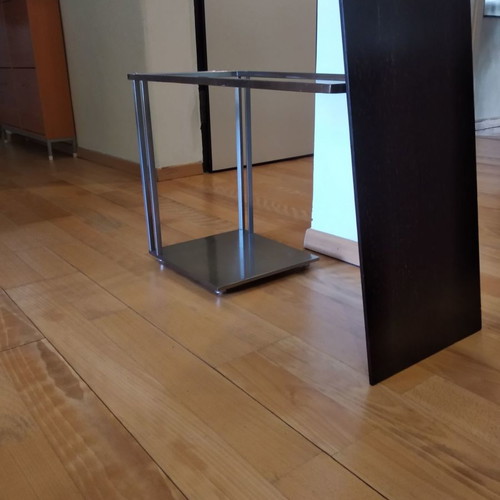 Tavolino 5 side table used, stainless steel and Wenge wood