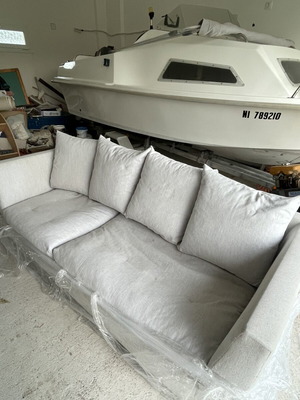 Sofa 3-seater gray used with removable washable cushion covers