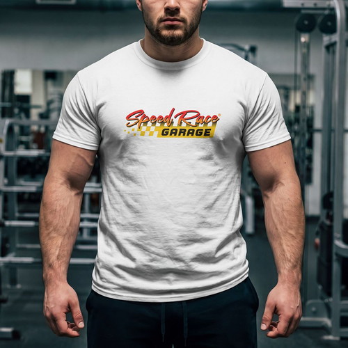 T-Shirt Speed Racer Garage new, unisex, white, sizes M-L-XL