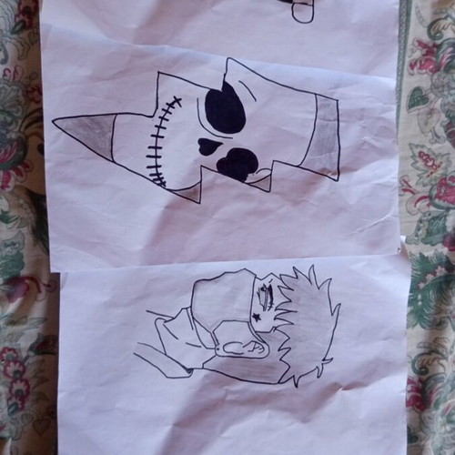 Set of 4 Handmade Sketches: Anime, Streetwear & Skull Art