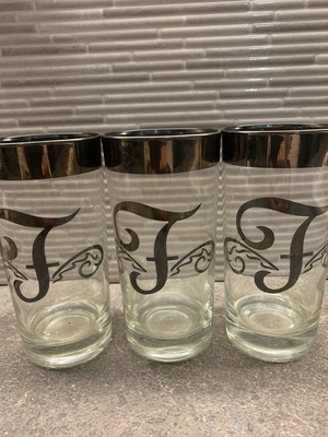 Dorothy Thorpe Vintage Highball Glasses Set of 3 Monogrammed F