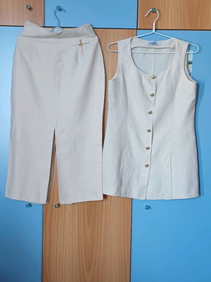 Lucifair beige skirt and blouse set like new, size 46
