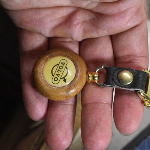 Volvo vintage wooden car keychain used