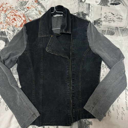 Italian jacket used, stylish design with denim and gray fabric
