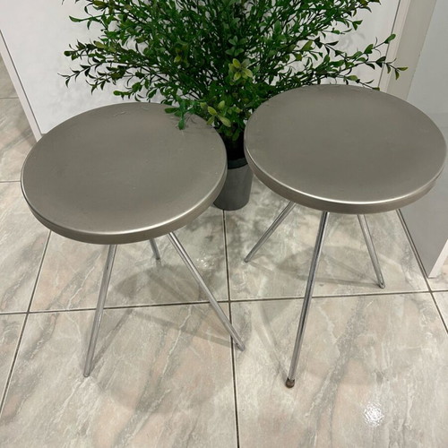 Anakie Metal metal stools used, set of 2, minimalist design