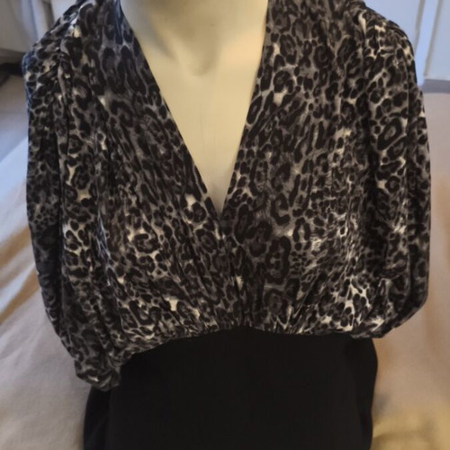 Zara midi dress with leopard print and lace-up neckline like new