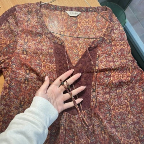 Boho indigo blouse used, one size, red
