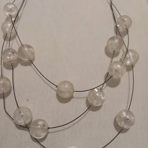 Multistrand necklace with transparent beads vintage style like new