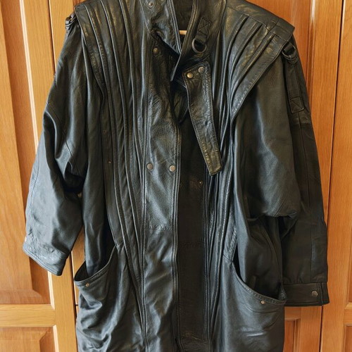 Γυναικείο δερμάτινο μπουφάν vintage 80's medium μεταχειρισμένο, μαύρο