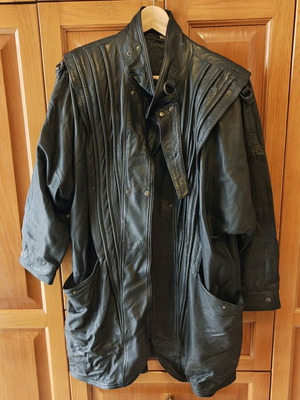 Γυναικείο δερμάτινο μπουφάν vintage 80's medium μεταχειρισμένο, μαύρο