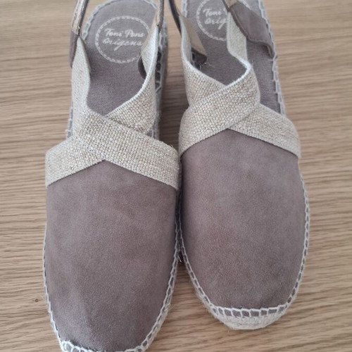 Toni Pons suede espadrilles with 6cm heel, new, size 37, beige and brown