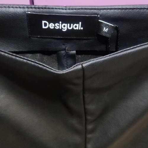 Desigual faux leather pants medium new black slim-fit