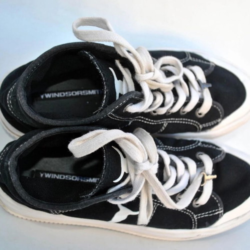Windsor Smith Black Canvas Platform Sneakers Size 38 Used