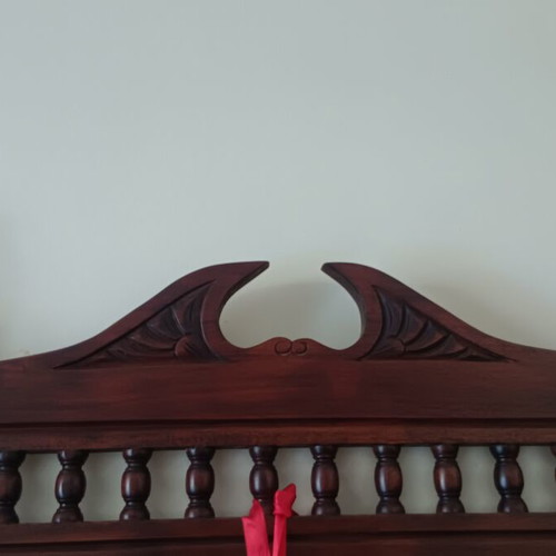 Wooden console with large carved mirror, vintage