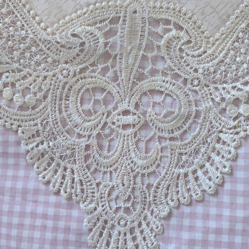 Tablecloth with lace, new, champagne color, size 220x160 cm