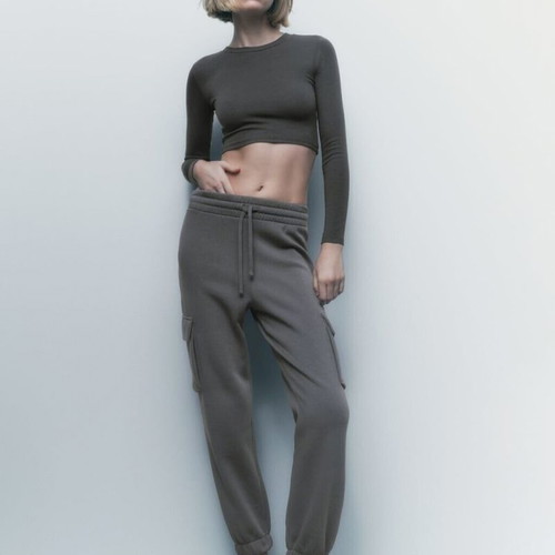 Zara cargo joggers with pockets gray large new women's PRICE REDUCTION