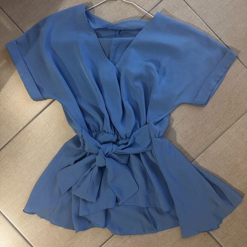 Asymmetric blouse like new, blue, one size