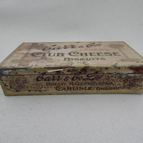 Old metal box used with paper label from England