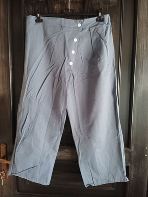 Pants with apron and elastic waist new, gray and blue, size XL