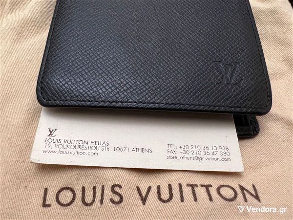  Louis Vuitton Porte-billets 3 cartes credit Black Taiga Wallet portofoli andriko