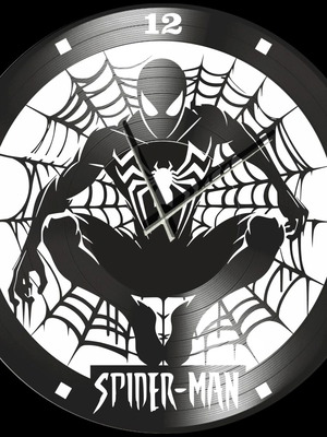 Spiderman 12" vinyl record wall clock new, analog