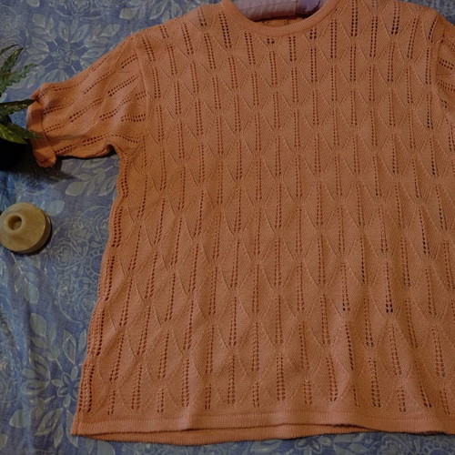 Knitted blouse orange, new, one size, handmade
