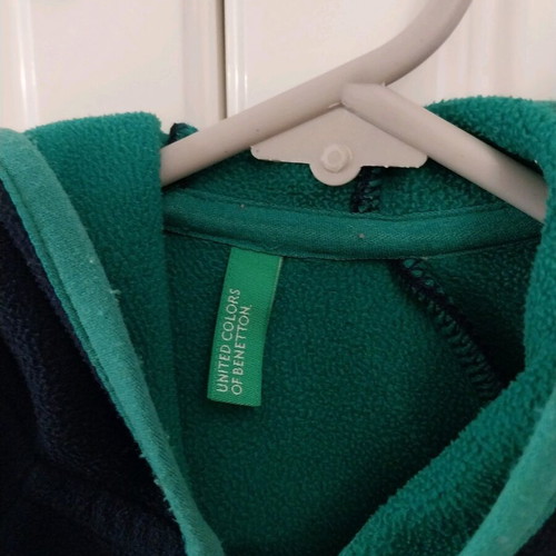 Benetton kids fleece jacket like new, for 2-3 years, blue and green