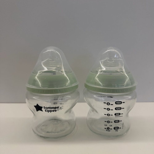 Tommee Tippee Closer to Nature Glass Bottles 150ml 0m+ Green New Set of 2