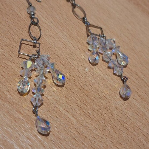 Crystal earrings new, length 8 centimeters