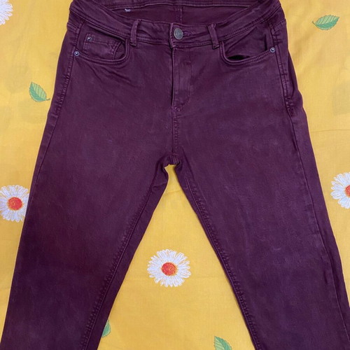 Zara jeans used, slim fit, burgundy, size M