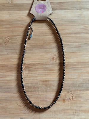 Night Glow Necklace like new with black and metallic beads