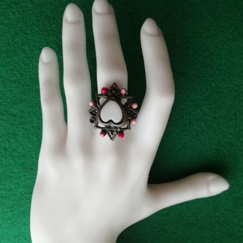 Bronze ring vintage white heart DIY open size new