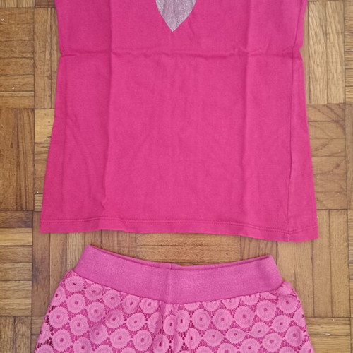 Benetton pink set with Trax shorts and shirt, used, size 5-6 years