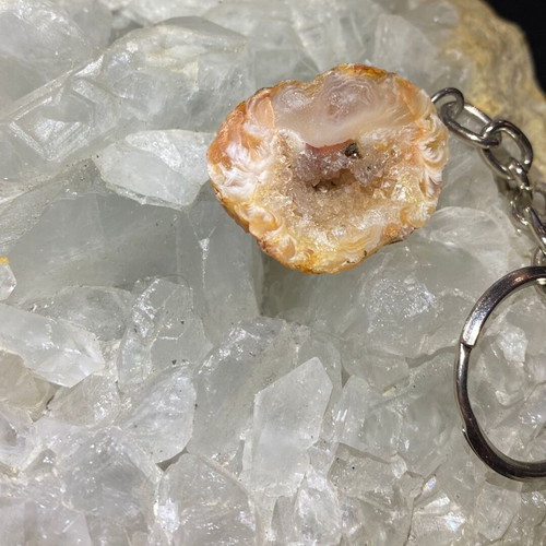 Key Chain Handmade with Natural Raw Agate new, orange