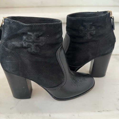 Tory Burch black suede and leather ankle boots like new, size 37