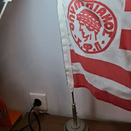 Vintage Olympiakos flag used with stand