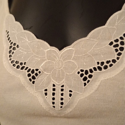 Tricosi vintage 1980s long sleeveless blouse, made in West Germany, white cotton