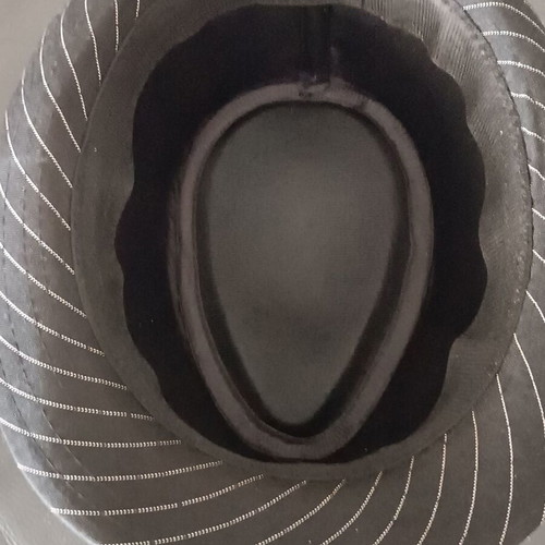 Pork Pie striped hat used, black and white