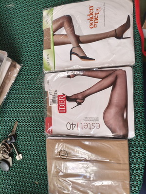 Set of 3 women's semi-matte elastic tights 40 DEN beige