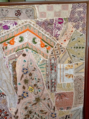 Embroidered framed painting new 80 cm x 1.5 m