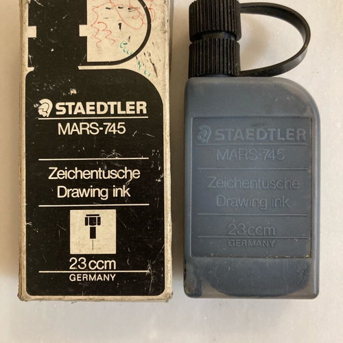 Staedtler Mars-745 drawing ink bottle used with packaging
