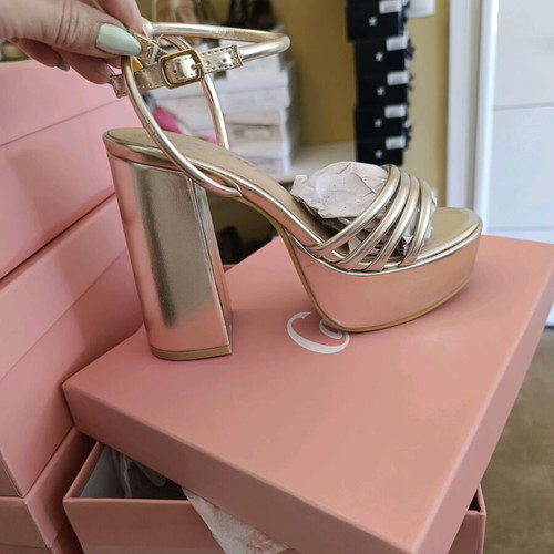 Camille gold sandals new with thick heel and platform