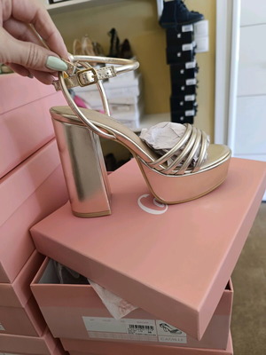 Camille gold sandals new with thick heel and platform