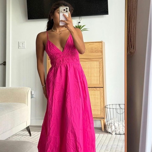 Zara Barbie Pink Maxi Dress XS like new, 100% cotton