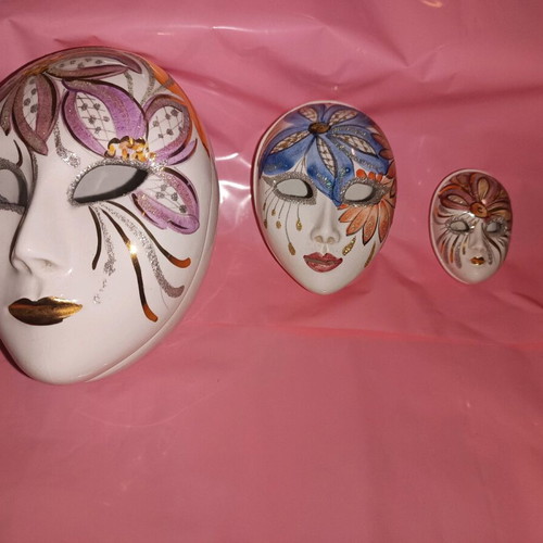 Set of Venetian decorative porcelain masks hand painted, new