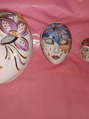 Set of Venetian decorative porcelain masks hand painted, new